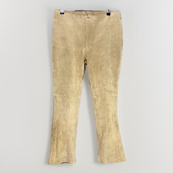 VTG ANONYMOUS John Carlisle 10 Genuine Leather Tan Fawn Cropped Suede Pant Lined - Picture 1 of 9